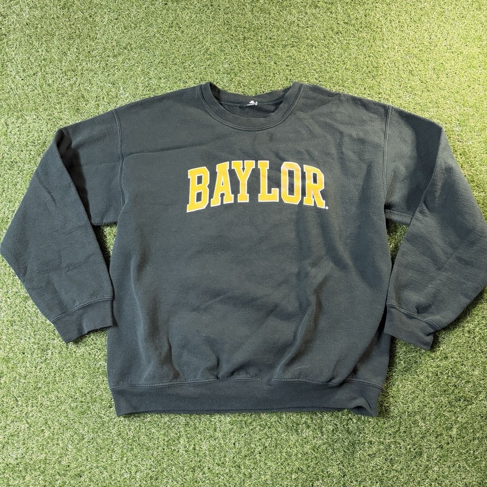 Y2K Baylor University Bear Green Crewneck Sweatshirt Mens L